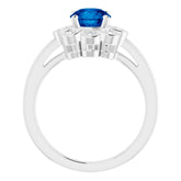 Platinum Lab-Grown Blue Sapphire & 1/8 CTW Natural Diamond Ring